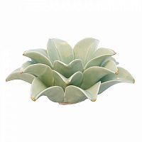 подсвечник керамический в виде лотоса с золотыми лепестками flower lotus pale green medium, 12 см в Волжском