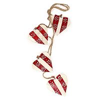 гирлянда новогодняя подвесная сердца в красную полоску со снежинками christmas hearts, 60 см в Волжском