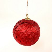 шар новогодний красный с блестящими чешуйками paper ball, 10 см в Волжском