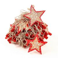 набор елочных украшений звезда деревянная с красным ободком christmas stars, 30 штук в Волжском