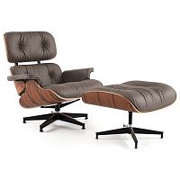 кресло eames style lounge chair кожа коричневое в Волжском