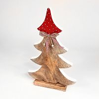 украшение новогоднее большое ель деревянная красная в горошек love tree, 42х27х5 см в Волжском