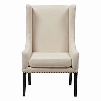 кресло мягкое с ушами белое nailhead fabric armchair в Волжском