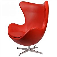 кресло arne jacobsen style egg chair кожа красное в Волжском