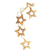 гирлянда новогодняя подвесная звезды деревянные с отверстием wooden stars, 65 см в Волжском