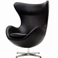 кресло с подлокотниками arne jacobsen style egg chair черное в Волжском