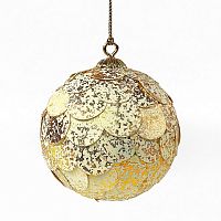 шар новогодний золотой с мраморными чешуйками paper ball, 10 см в Волжском