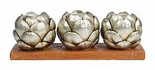 подсвечник сеербряный на 3 свечи на подставке шишки fir cone, 28 см в Волжском