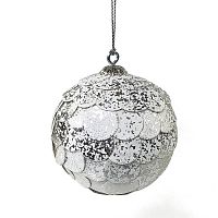 шар новогодний серебряный с мраморными чешуйками paper ball, 10 см в Волжском