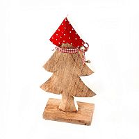 украшение новогоднее ель деревянная красная в горошек love tree, 28х12х6 см в Волжском