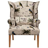 кресло мягкое с ушами quinn tufted armchair бежевое с рисунком в Волжском