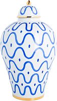 ваза керамическая с крышкой и рсиунком 51 см lines бело-синяя в Волжском