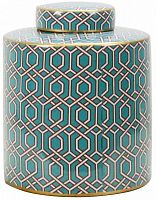 ваза керамическая с крышкой и рисунком 18х25 см modello бирюзовая в Волжском